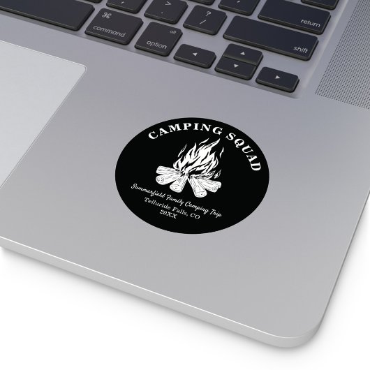 Gepersonaliseerde gezinsvakantie Kampvuur Kampeeru Ronde Sticker