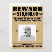 Gepersonaliseerde Gezochte Dood of Levende Uitnodi Kaart (Voorkant / Achterkant)