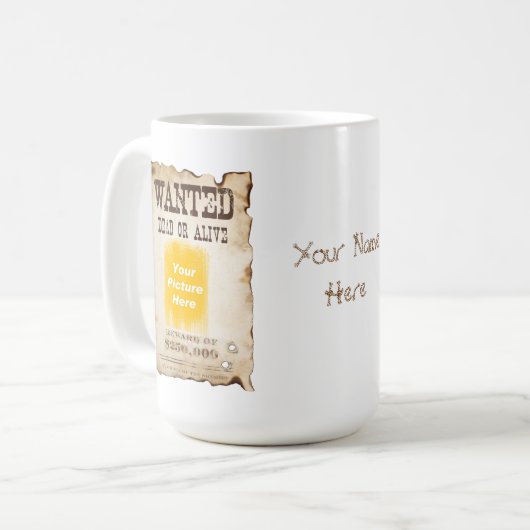 Gepersonaliseerde Gezochte Poster Mok (Voorkant links)