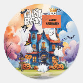 Gepersonaliseerde Ghost Party Kinder Halloween Ronde Sticker (Voorkant)