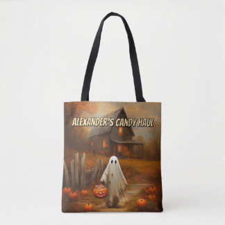 Gepersonaliseerde Ghost Trick-or-Treat Bag voor ki Tote Bag