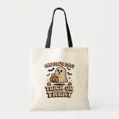Gepersonaliseerde Ghost Trick or treat Retro Hallo Tote Bag (Voorkant)
