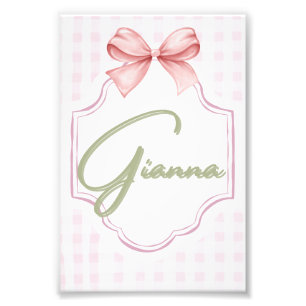 Gepersonaliseerde Gianna Baby Girl Nursery Bow & G Foto Afdruk