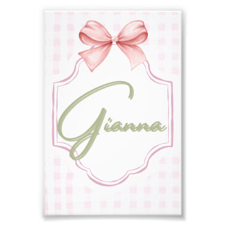 Gepersonaliseerde Gianna Baby Girl Nursery Bow & G Foto Afdruk