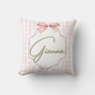 Gepersonaliseerde Gianna Baby Girl Nursery Bow & G Kussen