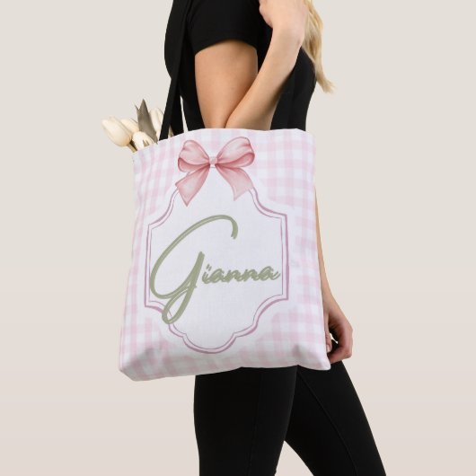 Gepersonaliseerde Gianna Baby Girl Nursery Bow & G Tote Bag (Dichtbij)
