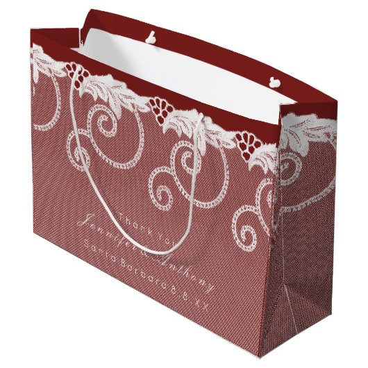 Gepersonaliseerde Gift Bag Bourgondië Rood Konings Large Cadeautasje (Achterkant Gekanteld)