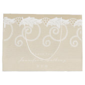 Gepersonaliseerde Gift Bag Ivory Pearly Royal Lace Large Cadeautasje (Achterkant)