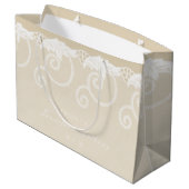 Gepersonaliseerde Gift Bag Ivory Pearly Royal Lace Large Cadeautasje (Achterkant Gekanteld)