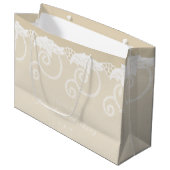 Gepersonaliseerde Gift Bag Ivory Pearly Royal Lace Large Cadeautasje (Voorkant Gekanteld)