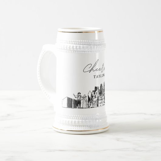 Gepersonaliseerde Gift Dallas Skyline Beer Stein Bierpul (Voorkant links)