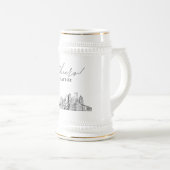 Gepersonaliseerde Gift Detroit Skyline Schets Bierpul (Voorkant rechts)