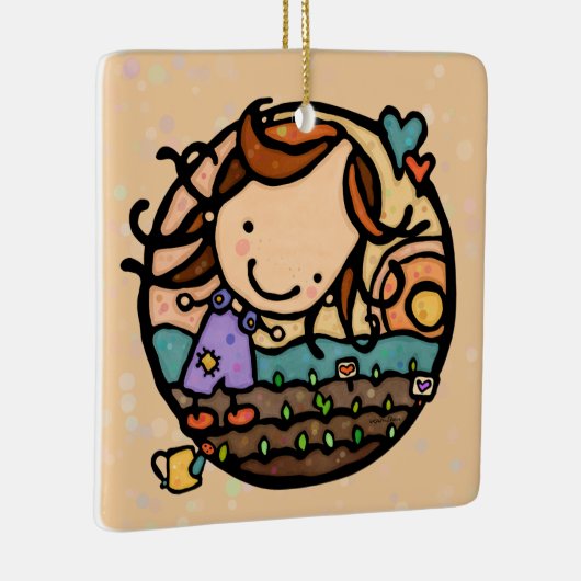 Gepersonaliseerde Gift Loves Tuinieren Natuur Meis Keramisch Ornament (Rechts)