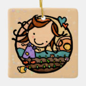 Gepersonaliseerde Gift Loves Tuinieren Natuur Meis Keramisch Ornament (Voorkant)