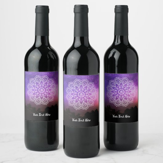 Gepersonaliseerde Gift Mandala Wijn Etiket (Flessen)