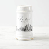 Gepersonaliseerde Gift Miami Skyline Sketch Beer S Bierpul