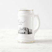 Gepersonaliseerde Gift Myrtle Beach skyline schets Bierpul (Voorkant rechts)