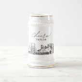 Gepersonaliseerde Gift Myrtle Beach skyline schets Bierpul (Center)