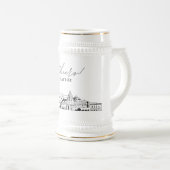Gepersonaliseerde Gift Pasadena Skyline Sketch Bierpul (Voorkant rechts)