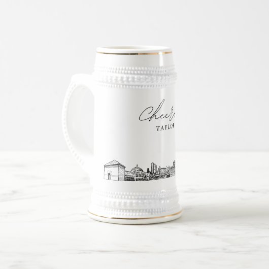 Gepersonaliseerde Gift Pittsburgh Skyline Beer Ste Bierpul (Voorkant links)