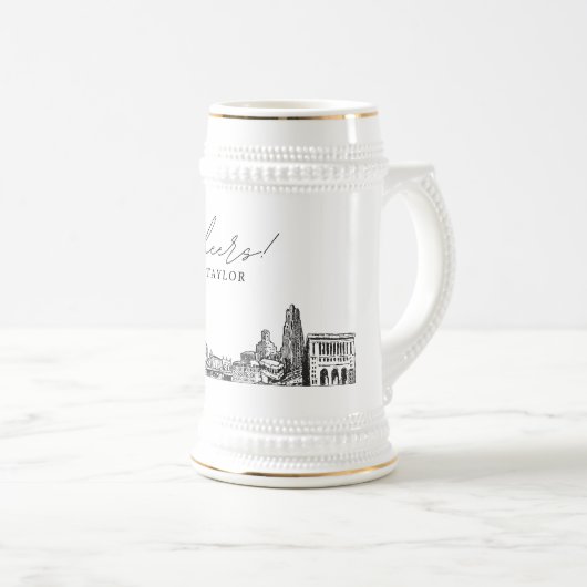 Gepersonaliseerde Gift Pittsburgh Skyline Beer Ste Bierpul (Voorkant rechts)