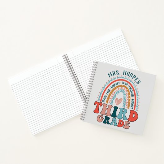 Gepersonaliseerde Gift Rainbow Spiral, derde graad Notitieboek (Binnen)