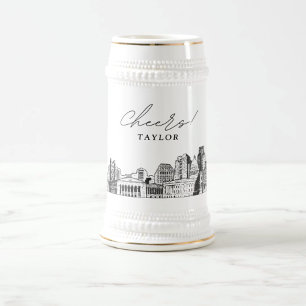 Gepersonaliseerde Gift Sacramento skyline schets Bierpul