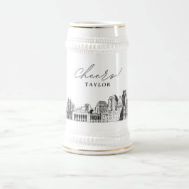 Gepersonaliseerde Gift Sacramento skyline schets Bierpul