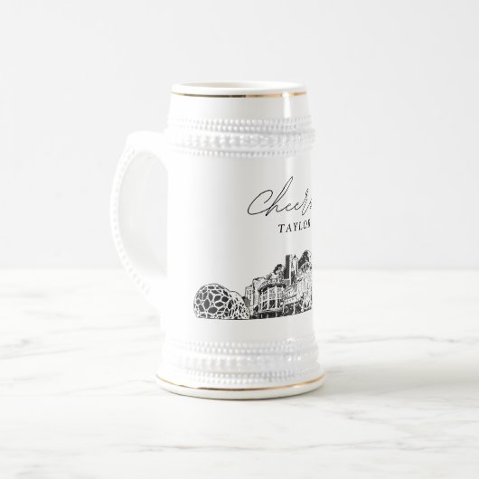 Gepersonaliseerde Gift Seattle Skyline Beer Stein Bierpul (Voorkant links)