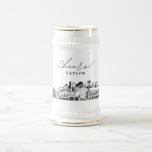 Gepersonaliseerde Gift Seattle Skyline Beer Stein Bierpul