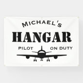 Gepersonaliseerde Gift, Vliegtuighangar & Pilot on Spandoek (Horizontaal)