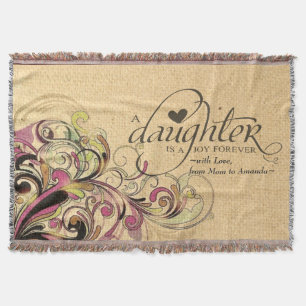 Gepersonaliseerde Gift voor Dochter Retro Bloemen  Deken