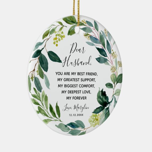 Gepersonaliseerde Gift voor echtgenoot/echtgenote Keramisch Ornament (Rechts)