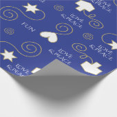 Gepersonaliseerde Giftwrap Dreidels & Harten 2 Cadeaupapier (Hoek)
