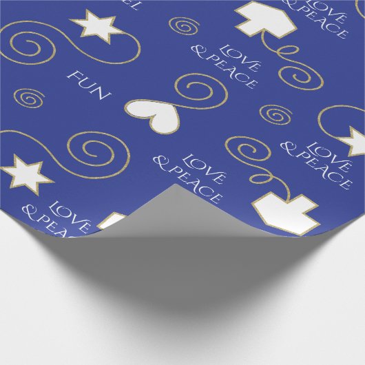 Gepersonaliseerde Giftwrap Dreidels & Harten 2 Cadeaupapier (Hoek)