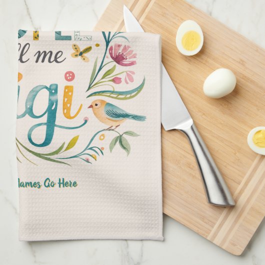 ❤️Gepersonaliseerde GIGI geschenken Voeg kleinkind Theedoek (Quarter Fold)