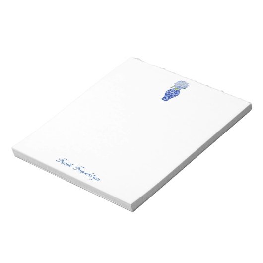 Gepersonaliseerde Ginger Jar Waterverf Hydrangea Notitieblok (Linkerzijde)