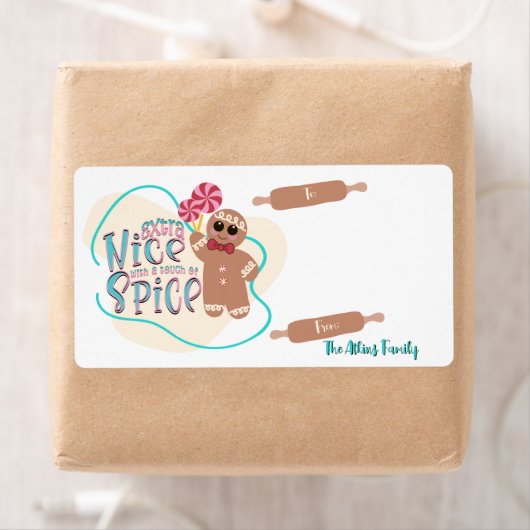 Gepersonaliseerde Gingerbread Christmas Gift Label (Insitu)