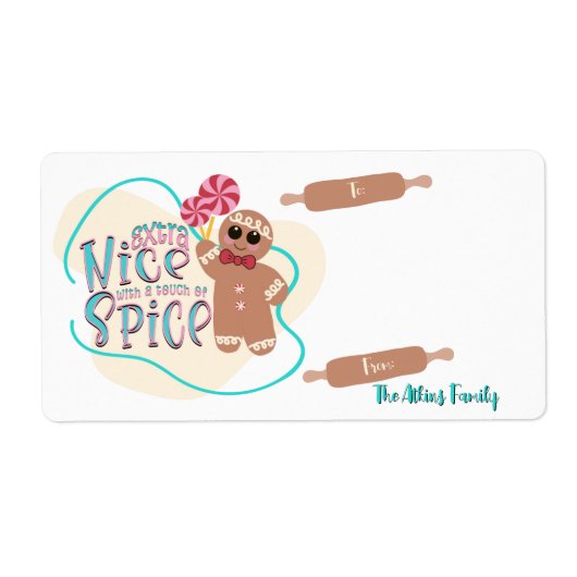 Gepersonaliseerde Gingerbread Christmas Gift Label (Voorkant)