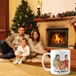 Gepersonaliseerde Gingerbread Familie Gezicht Foto Koffiemok