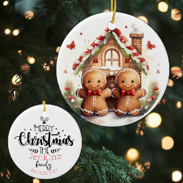 Gepersonaliseerde Gingerbread First Christmas Getr Keramisch Ornament