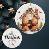 Gepersonaliseerde Gingerbread First Christmas Getr Keramisch Ornament