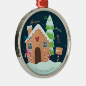 Gepersonaliseerde Gingerbread House Family Ornamen Metalen Ornament (Rechts)