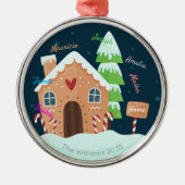 Gepersonaliseerde Gingerbread House Family Ornamen Metalen Ornament (Voorkant)