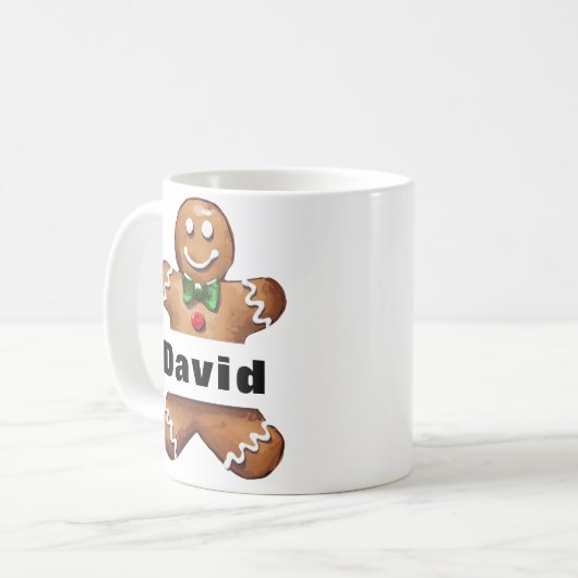 Gepersonaliseerde Gingerbread Man aangepaste naam  Koffiemok (Voorkant links)