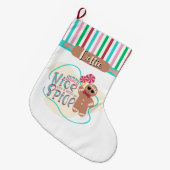 Gepersonaliseerde Gingerbread Man Kerstkous Grote Kerstsok (Voorkant (Hangend))