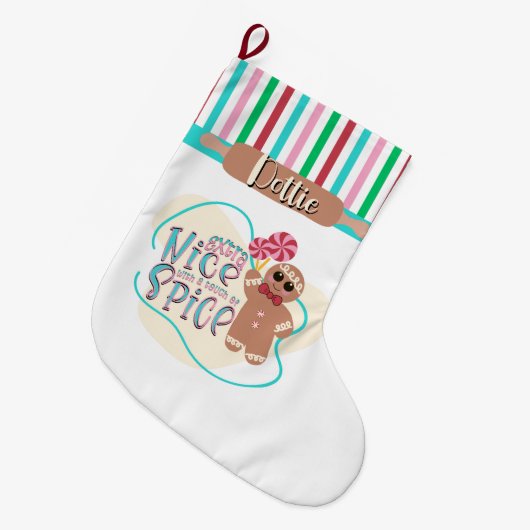 Gepersonaliseerde Gingerbread Man Kerstkous Grote Kerstsok (Voorkant (Hangend))