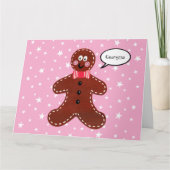 Gepersonaliseerde Gingerbread Man Kerstmis Kaart (Voorkant)