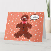 Gepersonaliseerde Gingerbread Man Kerstmis Kaart (Voorkant)