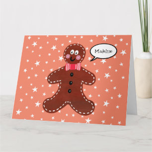 Gepersonaliseerde Gingerbread Man Kerstmis Kaart